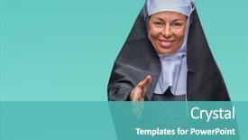  Presentation with christian - Theme having middle age senior christian catholic background and a teal colored foreground