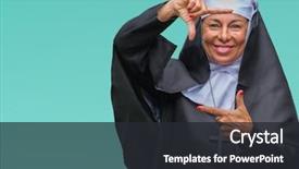 Presentation with nun - Cool new theme with middle age senior christian catholic backdrop and a dark gray colored foreground