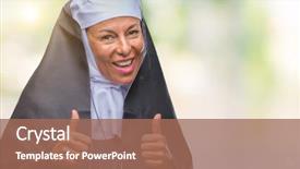  Presentation with nun - Presentation design having middle age senior christian catholic background and a coral colored foreground