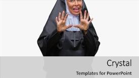  Presentation with nun - Colorful PPT layouts enhanced with middle age senior christian catholic backdrop and a light gray colored foreground