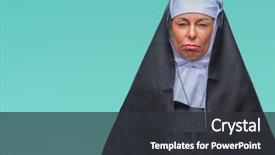  Presentation with woman crying - Audience pleasing PPT layouts consisting of middle age senior christian catholic backdrop and a dark gray colored foreground