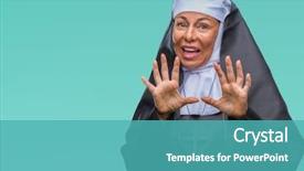  Presentation with nun - PPT theme enhanced with middle age senior christian catholic background and a teal colored foreground