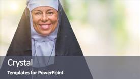  Presentation with nun - Slide deck consisting of middle age senior christian catholic background and a dark gray colored foreground