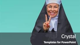  Presentation with nun - Beautiful theme featuring middle age senior christian catholic backdrop and a dark gray colored foreground