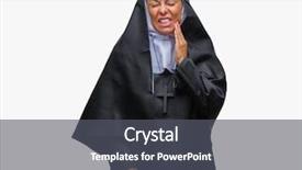  Presentation with nun - Cool new PPT theme with middle age senior christian catholic backdrop and a dark gray colored foreground