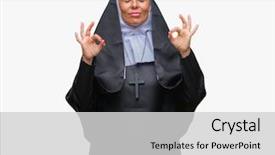  Presentation with christian - Theme with middle age senior christian catholic background and a light gray colored foreground