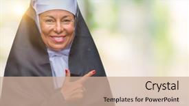  Presentation with christian - Beautiful presentation theme featuring middle age senior christian catholic backdrop and a coral colored foreground