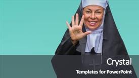  Presentation with nun - Theme enhanced with middle age senior christian catholic background and a dark gray colored foreground