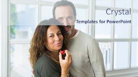  Presentation with free aging at home - Audience pleasing PPT theme consisting of middle age senior couple eating a fresh strawberry at home backdrop and a sky blue colored foreground