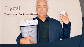  Presentation with bin - Colorful presentation theme enhanced with middle-age-senior-grey-haired backdrop and a lemonade colored foreground