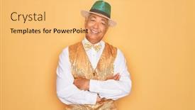  Presentation with grey - Cool new PPT layouts with middle-age-senior-grey-haired backdrop and a yellow colored foreground