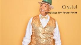  Presentation with grey - Slide deck enhanced with middle-age-senior-grey-haired background and a yellow colored foreground