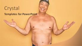  Presentation with swimmer - Beautiful slides featuring middle-age-senior-grey-haired backdrop and a yellow colored foreground