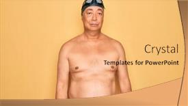 Presentation with swimmer - Slide set enhanced with middle-age-senior-grey-haired background and a yellow colored foreground