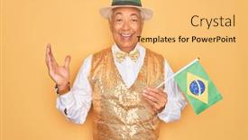  Presentation with brazil carnival - Slides having middle-age-senior-grey-haired background and a yellow colored foreground