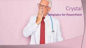  Presentation with medical hand - Colorful slide set enhanced with middle-age-senior-grey-haired backdrop and a lemonade colored foreground