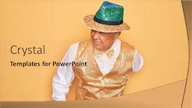  Presentation with backache - Slide set featuring middle-age-senior-grey-haired background and a yellow colored foreground