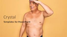  Presentation with swimmer - Presentation design having middle-age-senior-grey-haired background and a yellow colored foreground