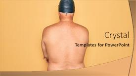  Presentation with swimmer - Slide set with middle-age-senior-grey-haired background and a yellow colored foreground
