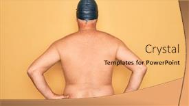  Presentation with swimmer - Amazing presentation theme having middle-age-senior-grey-haired backdrop and a coral colored foreground
