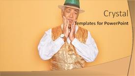  Presentation with sadness - Amazing presentation having middle-age-senior-grey-haired backdrop and a yellow colored foreground