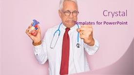  Presentation with cardiologist - Colorful presentation enhanced with middle-age-senior-grey-haired backdrop and a lemonade colored foreground