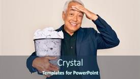  Presentation with bin - Amazing presentation having middle-age-senior-grey-haired backdrop and a ocean colored foreground