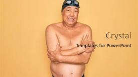  Presentation with swimmer - Theme consisting of middle-age-senior-grey-haired background and a yellow colored foreground