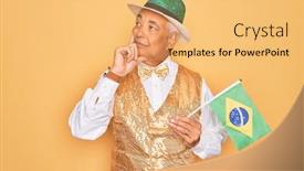  Presentation with brazil carnival - PPT theme featuring middle-age-senior-grey-haired background and a yellow colored foreground