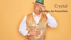  Presentation with flu virus - Beautiful presentation theme featuring middle-age-senior-grey-haired backdrop and a yellow colored foreground