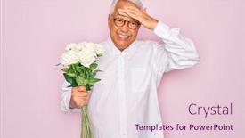 Presentation with pink roses - Audience pleasing PPT theme consisting of middle-age-senior-grey-haired backdrop and a lemonade colored foreground