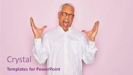  Presentation with business pink - Slide set consisting of middle-age-senior-grey-haired background and a lemonade colored foreground