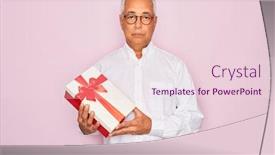  Presentation with romantic gift - Slide deck with middle-age-senior-grey-haired background and a lemonade colored foreground