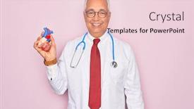  Presentation with cardiologist - Amazing PPT theme having middle-age-senior-grey-haired backdrop and a lemonade colored foreground