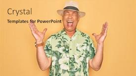  Presentation with grey - Presentation featuring middle-age-senior-grey-haired background and a yellow colored foreground