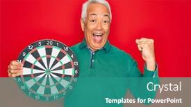  Presentation with dartboard - Amazing slide deck having middle-age-senior-grey-haired backdrop and a teal colored foreground