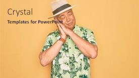  Presentation with floral - Presentation with middle-age-senior-grey-haired background and a yellow colored foreground