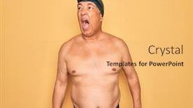  Presentation with swimmer - Colorful PPT theme enhanced with middle-age-senior-grey-haired backdrop and a yellow colored foreground