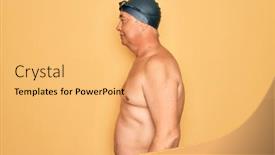  Presentation with swimmer - Beautiful PPT theme featuring middle-age-senior-grey-haired backdrop and a yellow colored foreground