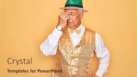  Presentation with carnival - Audience pleasing presentation design consisting of middle-age-senior-grey-haired backdrop and a yellow colored foreground