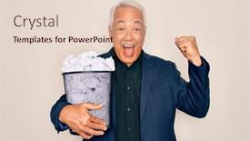  Presentation with bin - Presentation design having middle-age-senior-grey-haired background and a lemonade colored foreground