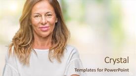  Presentation with yes - Beautiful presentation featuring middle age senior hispanic woman backdrop and a lemonade colored foreground