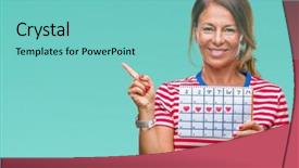  Presentation with finger - Amazing presentation theme having middle age senior hispanic woman backdrop and a  colored foreground