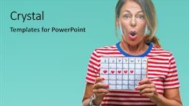  Presentation with face expression recognition - Beautiful PPT theme featuring middle age senior hispanic woman backdrop and a seafoam green colored foreground