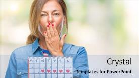  Presentation with woman covering man mouth hand - Amazing slide deck having middle age senior hispanic woman backdrop and a light blue colored foreground