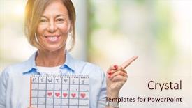  Presentation with hispanic - Colorful PPT theme enhanced with middle age senior hispanic woman backdrop and a  colored foreground