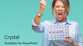  Presentation with middle schools - Colorful slide set enhanced with middle age senior hispanic woman backdrop and a light blue colored foreground