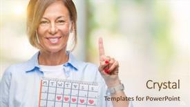  Presentation with idea - Cool new PPT theme with middle age senior hispanic woman backdrop and a  colored foreground