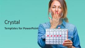  Presentation with hispanic - Presentation design with middle age senior hispanic woman background and a seafoam green colored foreground