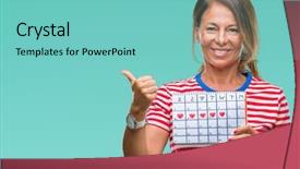  Presentation with physical fitness old age - Colorful slide deck enhanced with middle age senior hispanic woman backdrop and a  colored foreground